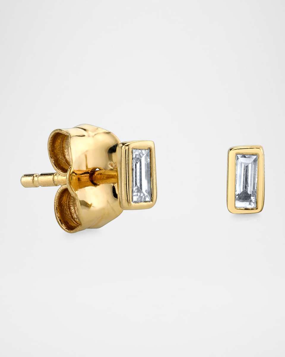 Gold Plain Baguette Studs